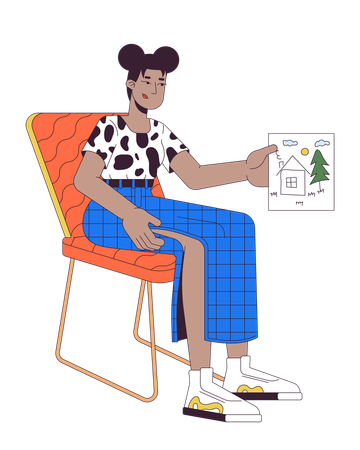 African american woman with child drawing  Illustration