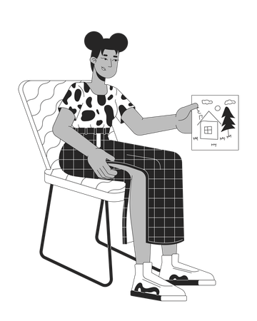 African american woman with child drawing  Illustration