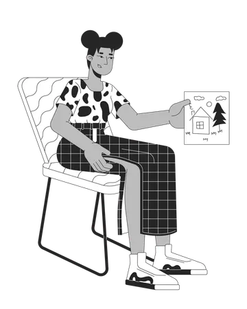 African american woman with child drawing  Illustration