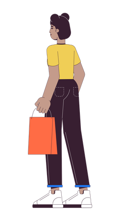 African american woman with shopping bag  Illustration