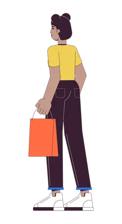 African american woman with shopping bag  Illustration