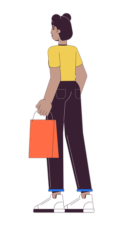 African american woman with shopping bag  Illustration