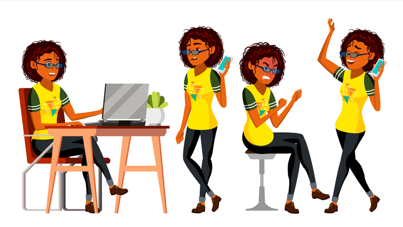 African Black Business Woman Character  Illustration