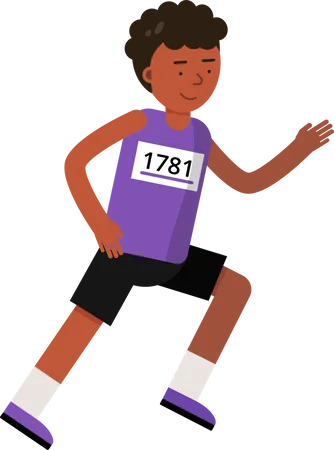 African Boy Running In Marathon Illustration