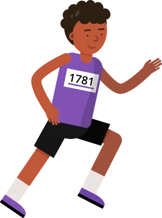 African Boy Running In Marathon  Illustration