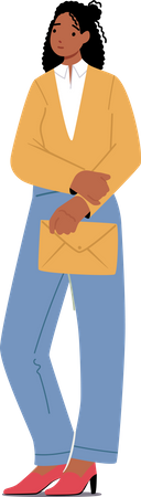 African Business Woman with Envelope in Hands Illustration