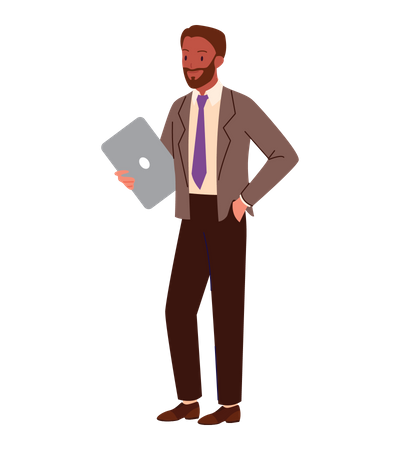 African businessman holding laptop  Illustration