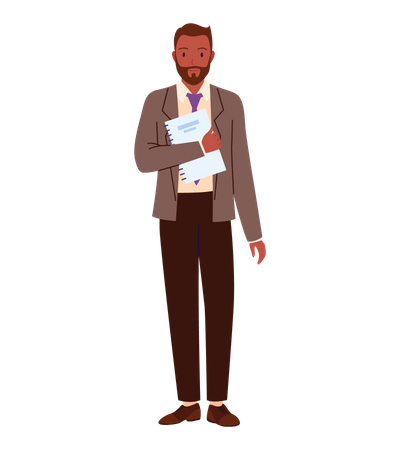 African businessman holding report  Illustration