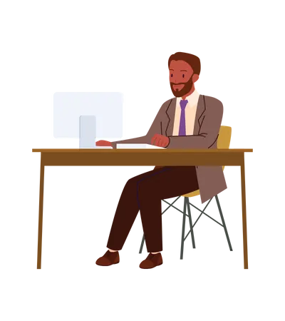 African businessman working on computer  Illustration
