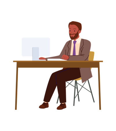 African businessman working on computer  Illustration