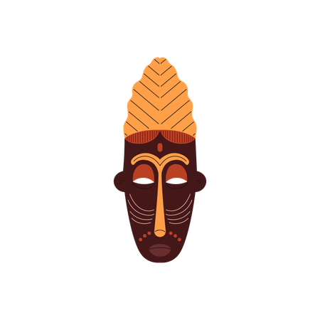 African carved painted wooden mask  Illustration