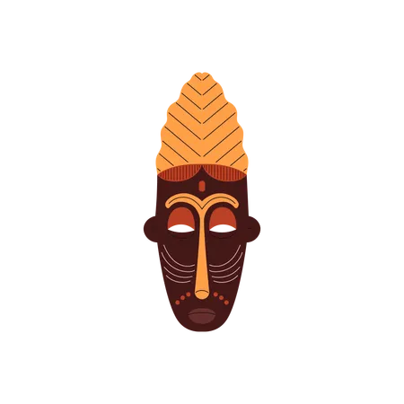 African carved painted wooden mask  Illustration