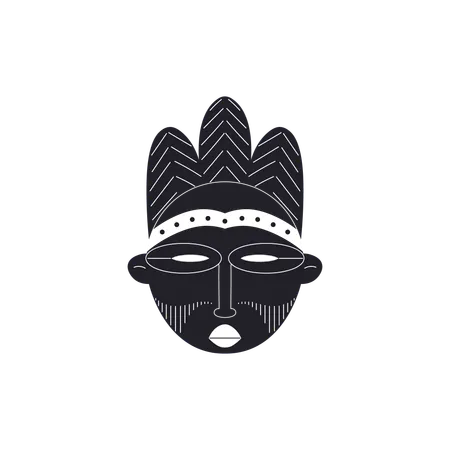 African carved wooden mask with ornament  Illustration