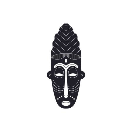 African carved wooden mask with ornament  Illustration