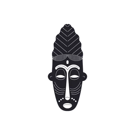 African carved wooden mask with ornament  Illustration