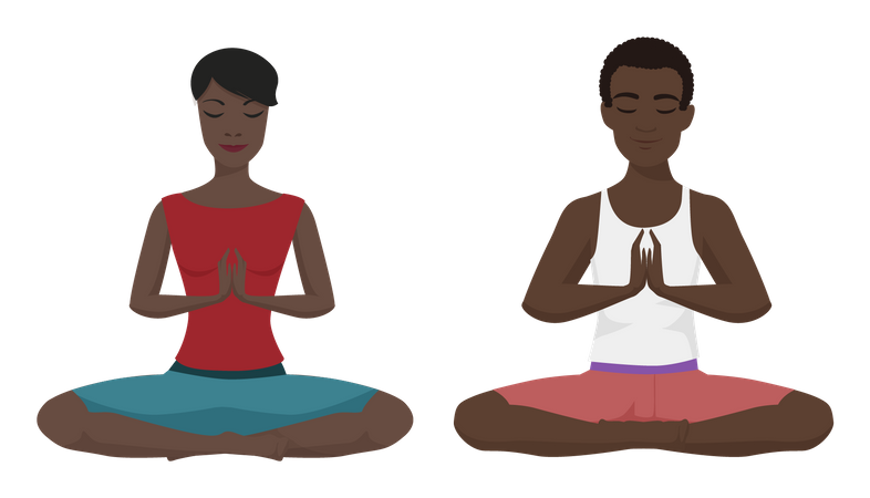 African couple meditating  일러스트레이션