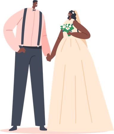 African Couple Wedding Ceremony Illustration