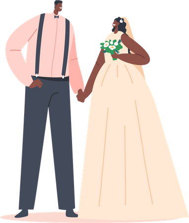 African Couple Wedding Ceremony  Illustration