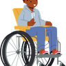 illustration disabled boy sitting in wheelchair