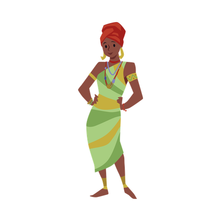African ethnicity woman in traditional costume  Illustration