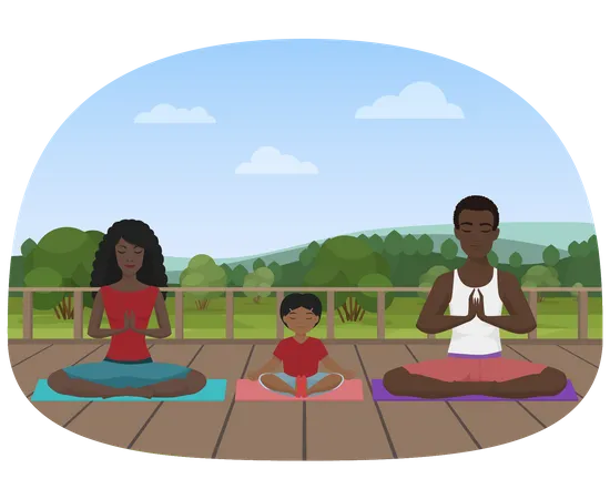 African family meditating  일러스트레이션