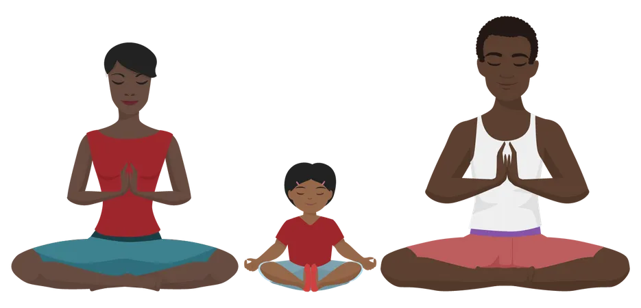 African family meditating  Illustration