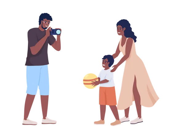 African family spending time on weekend  Illustration