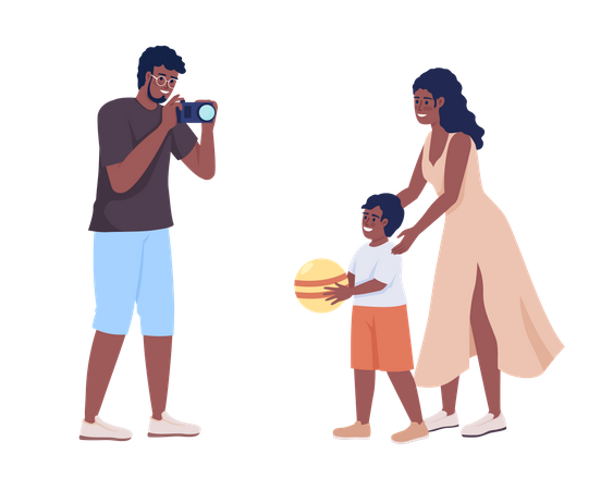 African family spending time on weekend  Illustration