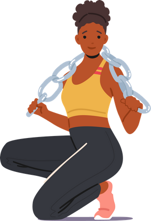 African Female Sitting with Chain on Shoulders Illustration