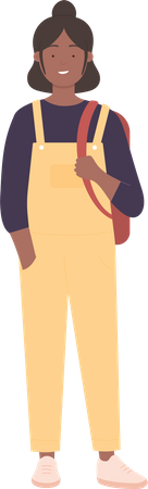 African female student carrying bag  Illustration
