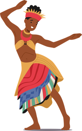 African Female Tribal Dancer Character In Vibrant  Illustration