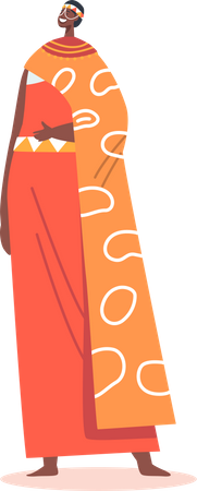 African Female Wear Traditional Clothes  イラスト