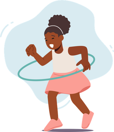 African Girl Playing with Hula Hoop Illustration