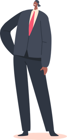 African Groom Wear Black Suit Illustration