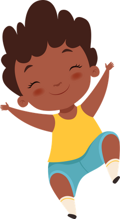 African Kid Jumping In Air  Illustration