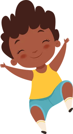 African Kid Jumping In Air  Illustration