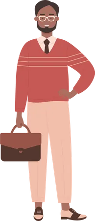 African male employee holding briefcase  Illustration