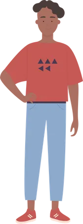 African man giving standing pose  Illustration