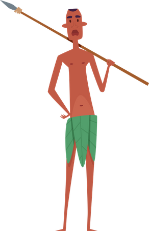 African Man holding spear Illustration