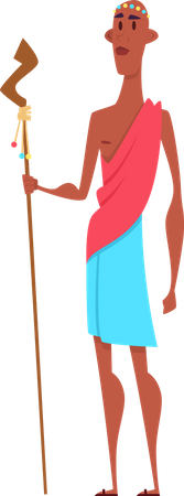 African Man holding spear  Illustration