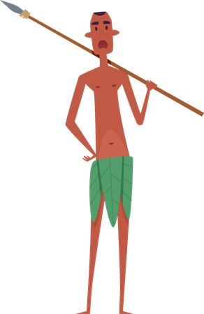 African Man holding spear  Illustration