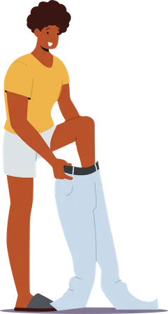 African man putting on pants Illustration