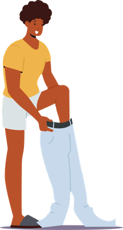 African man putting on pants  Illustration