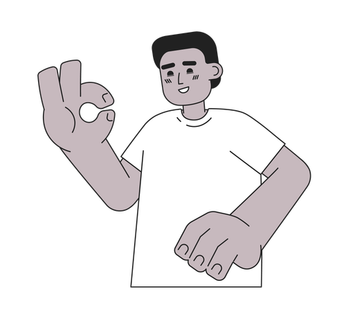 African man showing all well イラスト