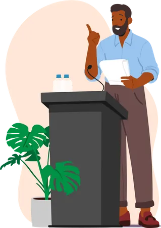 African man speaking on podium  Illustration