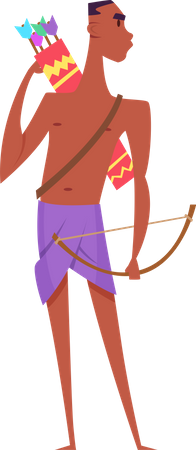 African man with bow and arrow  Illustration