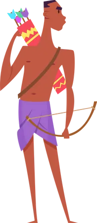 African man with bow and arrow  Illustration