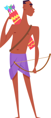 African man with bow and arrow  Illustration