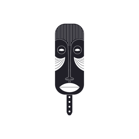 African mask with intricate strokes depicting a black silhouette  Illustration