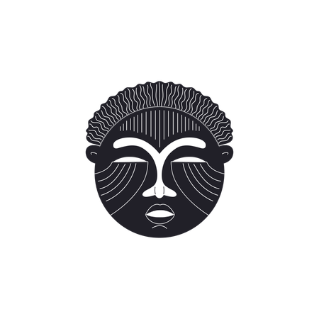 African masks in the form of a black silhouette  Illustration